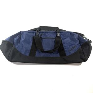 L.L.Bean Nylon Duffel Bag Blue Black Water Resistant Lined Gym Travel